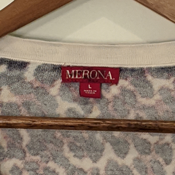 Merona Animal Print Cardigan Navy/Orange Size L - Picture 4 of 5